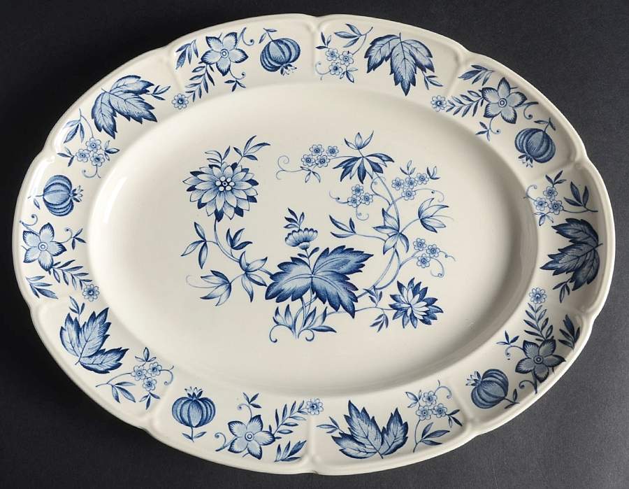 Malvern Blue 12" Oval Serving Platter by Johnson Brothers-1