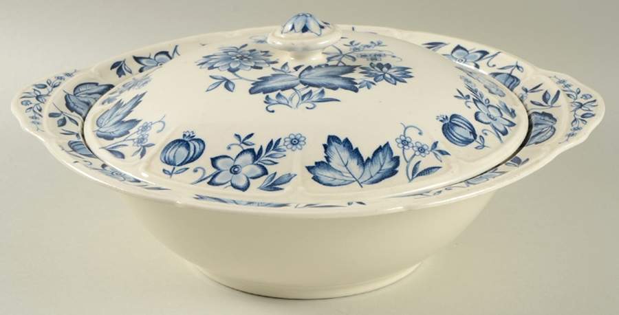 Malvern Blue Round Covered Vegetable by Johnson Brothers-1