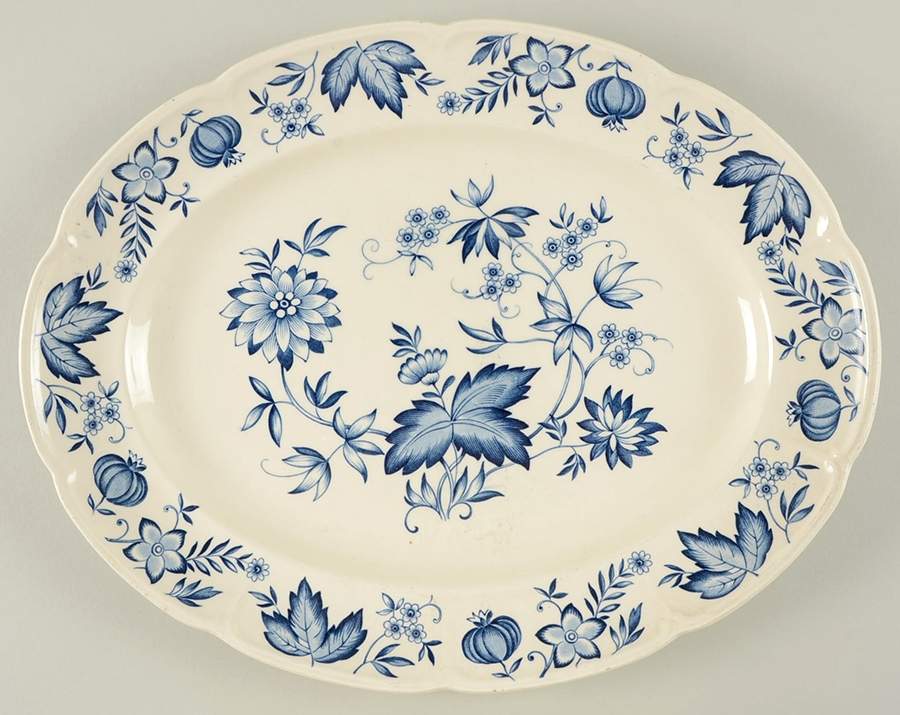 Malvern Blue 13" Oval Serving Platter by Johnson Brothers-1
