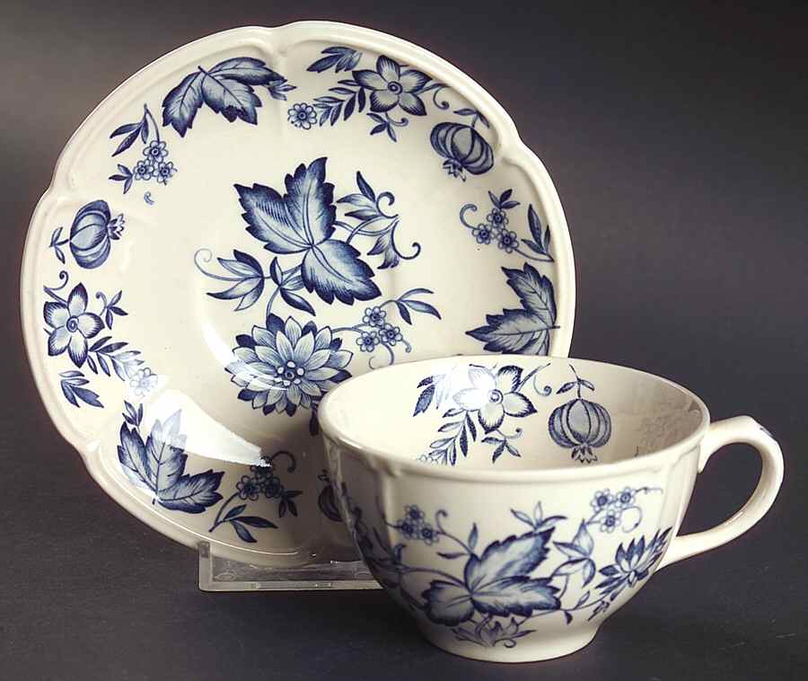 Malvern Blue Flat Cup & Saucer Set by Johnson Brothers-1