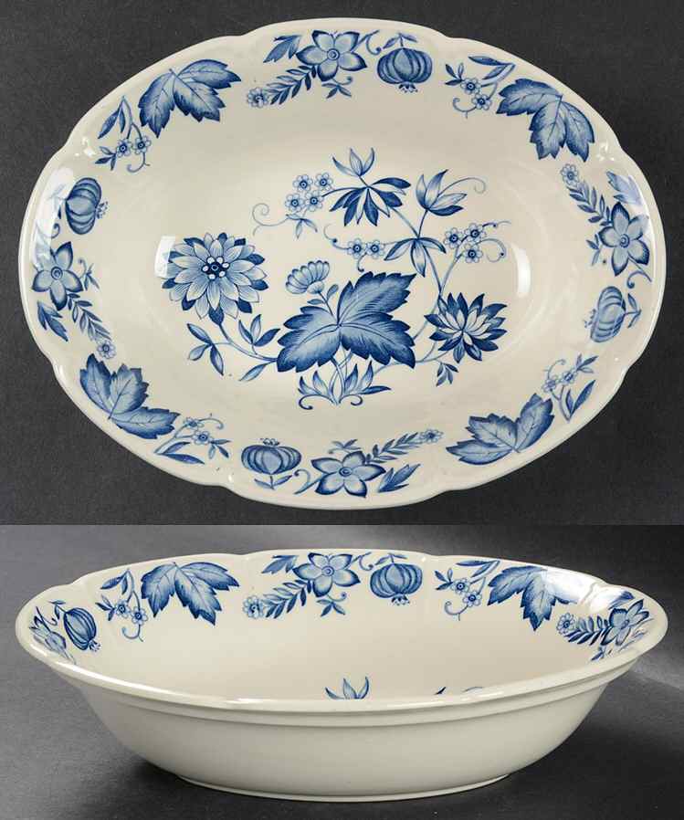 Malvern Blue 9" Oval Vegetable Bowl by Johnson Brothers-1