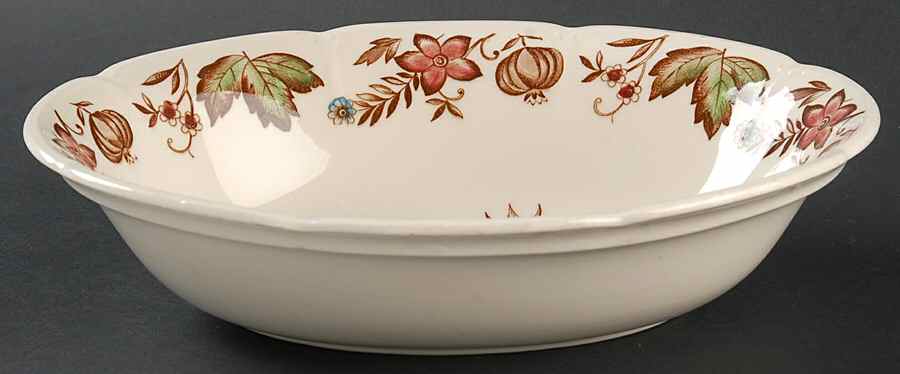Malvern Brown Multicolor 9" Oval Vegetable Bowl by Johnson Brothers-1
