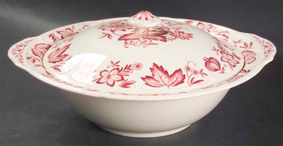 Malvern Red Round Covered Vegetable by Johnson Brothers-1