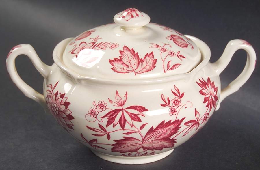 Malvern Red Sugar Bowl & Lid by Johnson Brothers-1