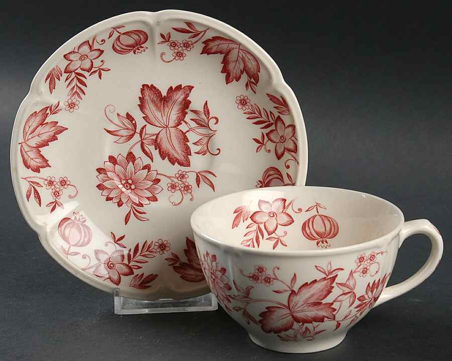 Malvern Red Flat Cup & Saucer Set by Johnson Brothers-1
