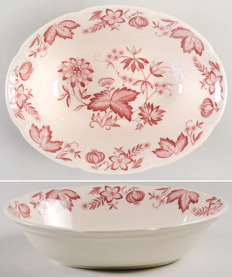 Malvern Red 9" Oval Vegetable Bowl by Johnson Brothers-1