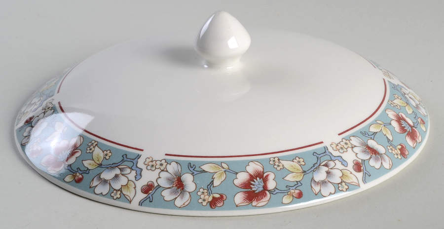 Malvern (Blue Rim) Lid for Round Vegetable by Johnson Brothers-1