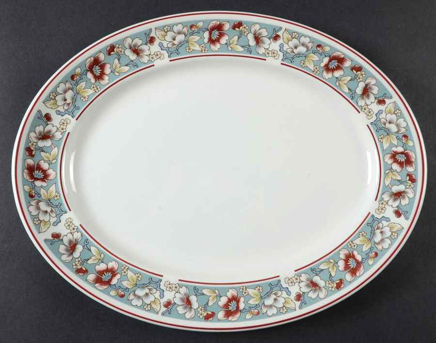 Malvern (Blue Rim) 12" Oval Serving Platter by Johnson Brothers-1