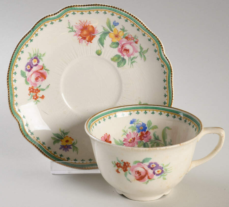 Malvern (Old Staffordshire) Flat Cup & Saucer Set by Johnson Brothers-1