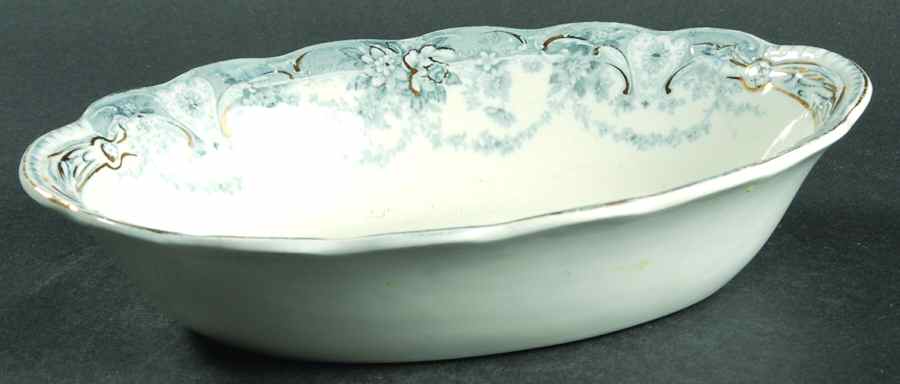 Marlboro Blue Gray (Gold Trim) 9" Oval Vegetable Bowl by Johnson Brothers-1