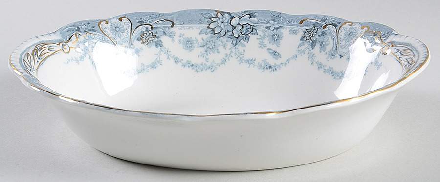 Marlboro Blue Gray (Gold Trim) 8" Oval Vegetable Bowl by Johnson Brothers-1