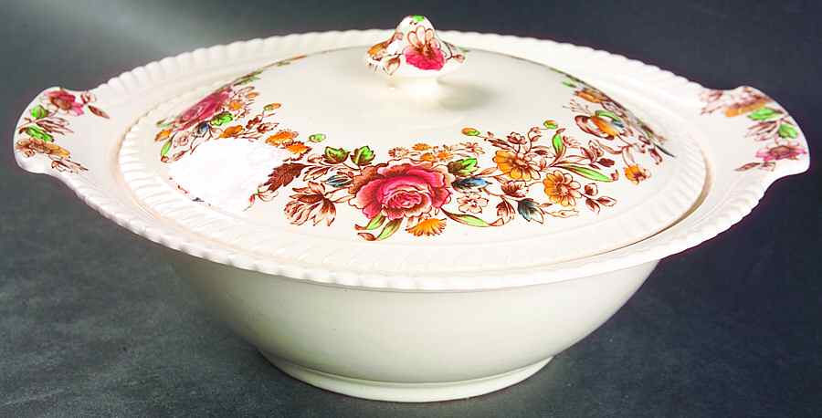 Margaret Rose Brown Multi Round Covered Vegetable by Johnson Brothers-1