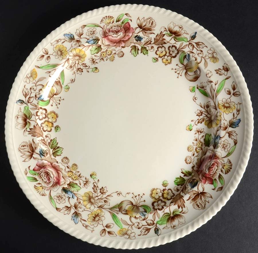 Margaret Rose Brown Multi 12" Chop Plate (Round Platter) by Johnson Brothers-1