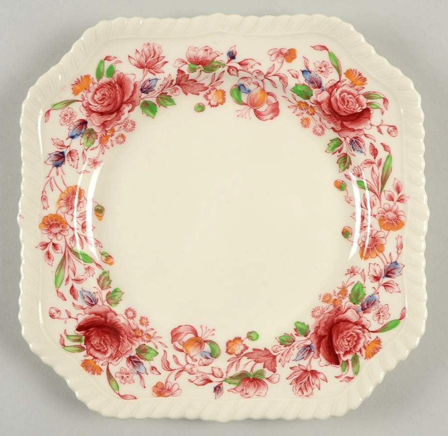 Margaret Rose Green Multicolor Square Salad Plate by Johnson Brothers-1