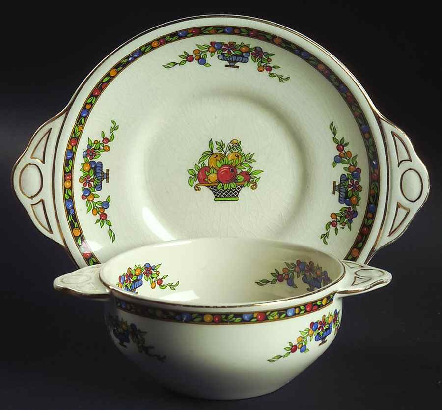 Marjorie Flat Cream Soup Bowl & Saucer Set by Johnson Brothers-1