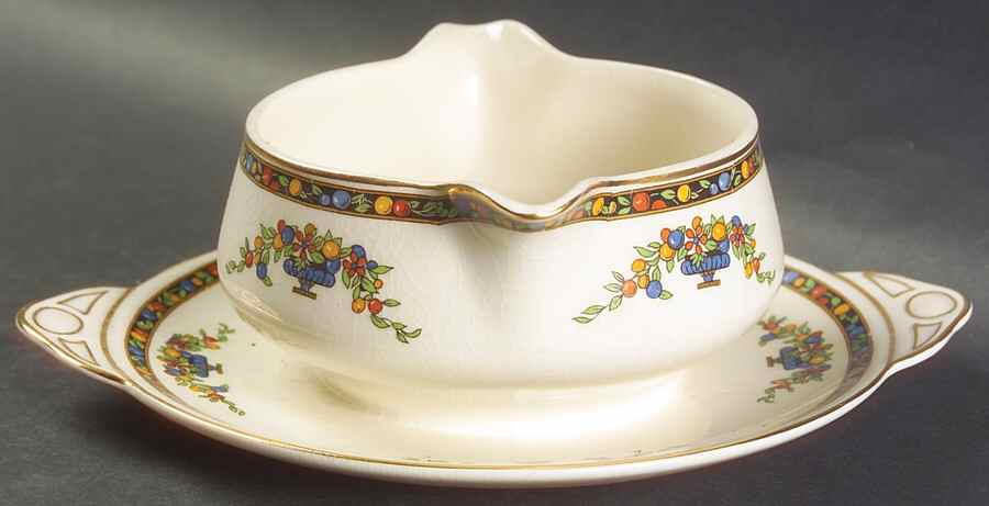 Marjorie Gravy Boat with Attached Underplate by Johnson Brothers-1