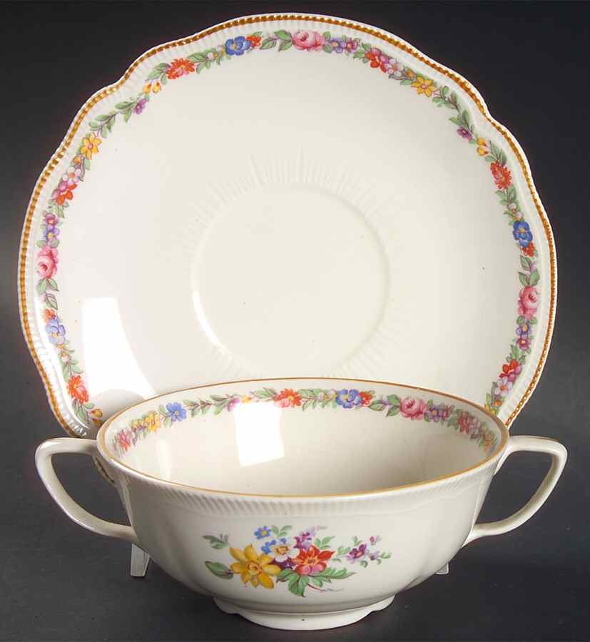 Marlow (Older) Flat Cream Soup Bowl & Saucer Set by Johnson Brothers-1
