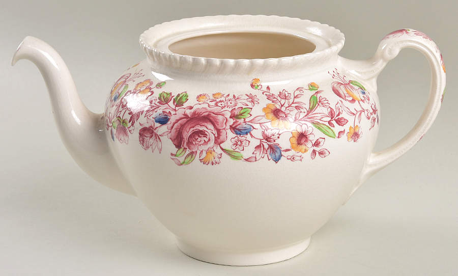Margaret Rose Pink Multicolor Teapot No Lid by Johnson Brothers-1