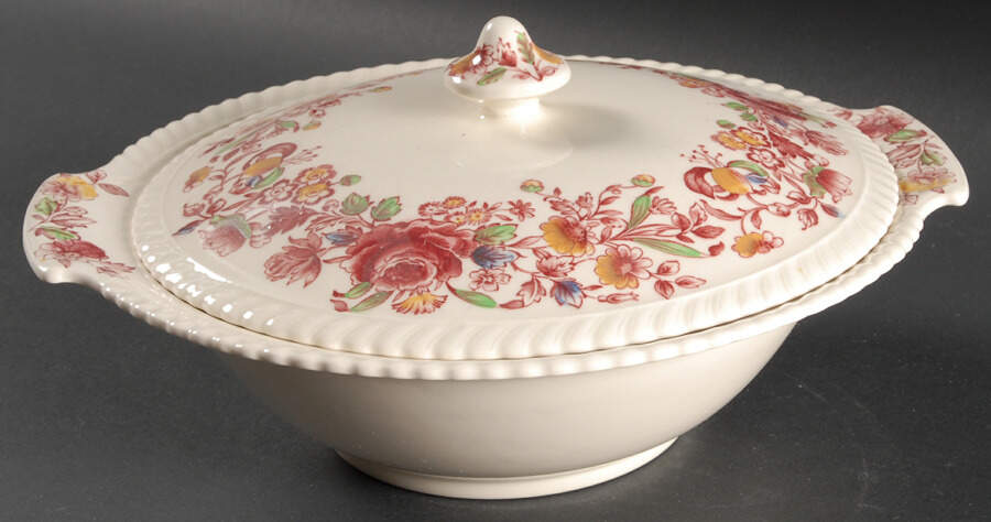 Margaret Rose Pink Multicolor Round Covered Vegetable by Johnson Brothers-1