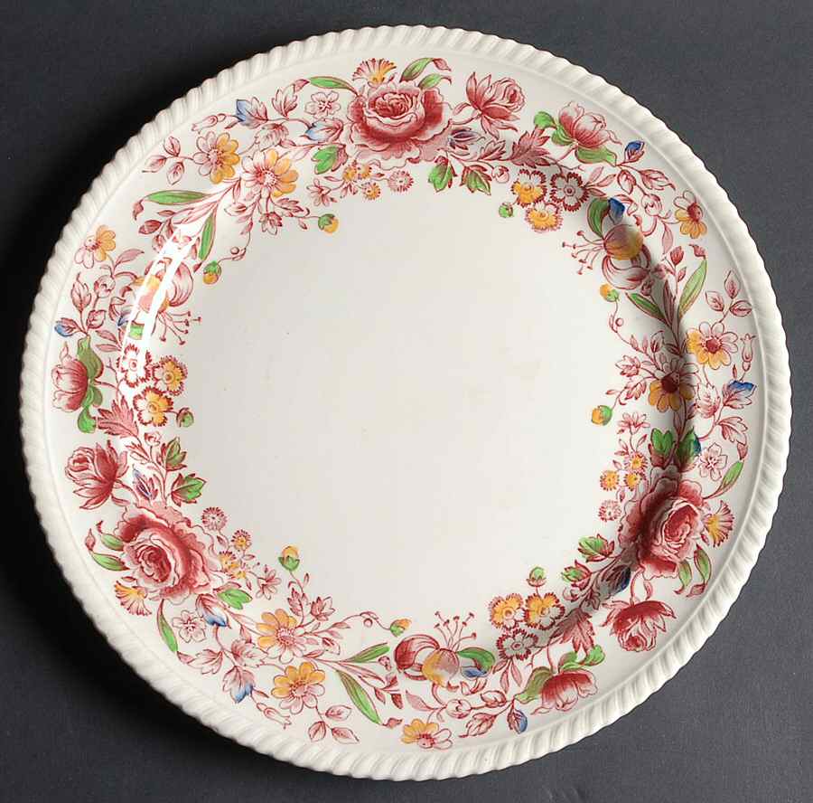 Margaret Rose Pink Multicolor 12" Chop Plate (Round Platter) by Johnson Brothers-1