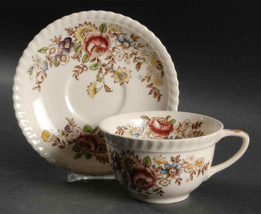 The Marquis (Windsor Ware) Flat Cup & Saucer Set by Johnson Brothers-1