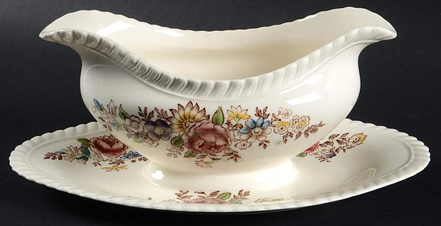 The Marquis (Windsor Ware) Gravy Boat with Attached Underplate by Johnson Brothers-1