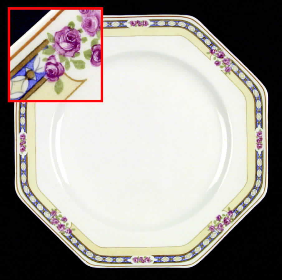 The Mayfair (Pink Roses, Mustard Trim) Salad Plate by Johnson Brothers-1