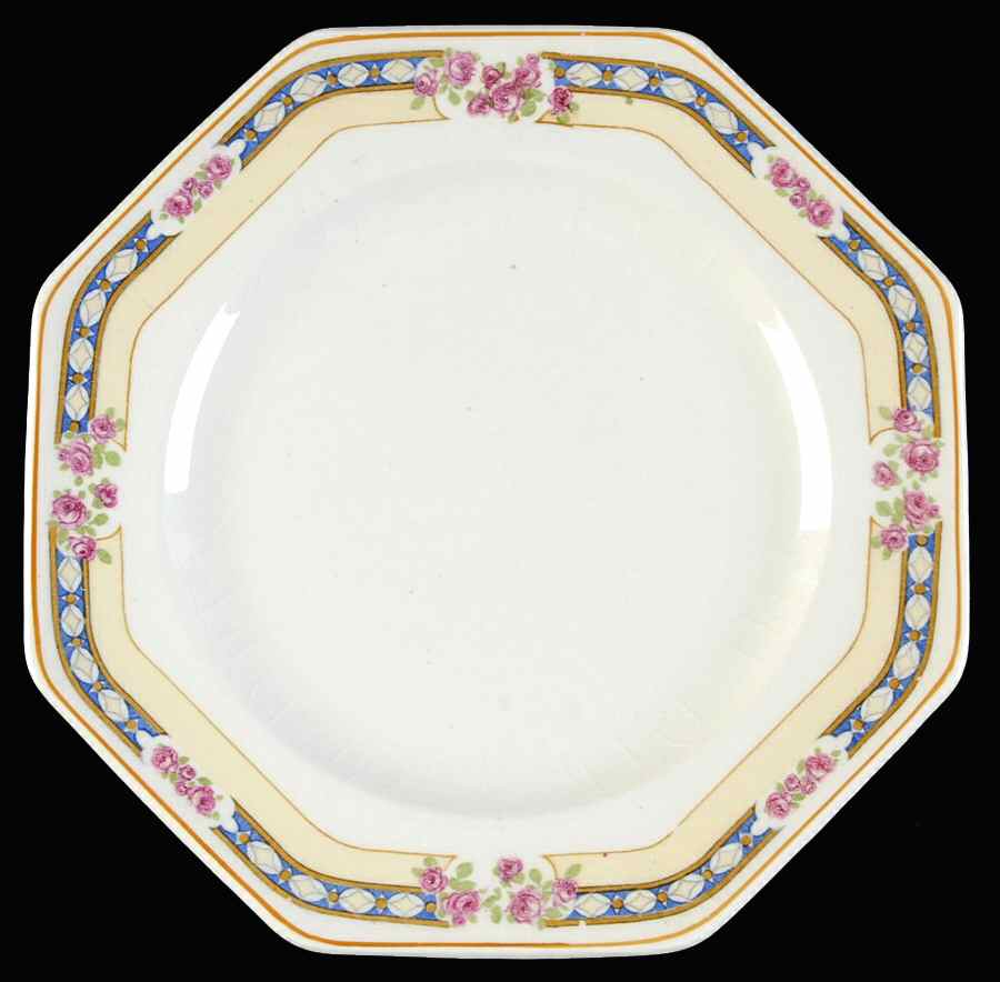 The Mayfair (Pink Roses, Mustard Trim) Bread & Butter Plate by Johnson Brothers-1
