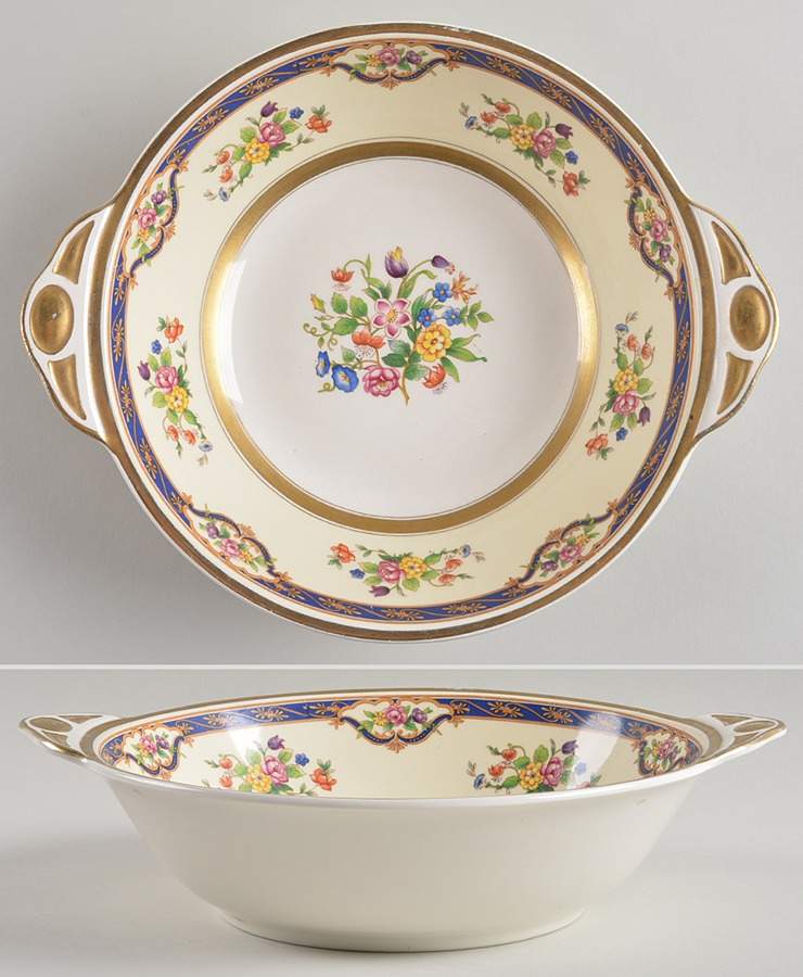 Mayfair (Floral Center, Gold Trim) 9" Round Vegetable Bowl by Johnson Brothers-1