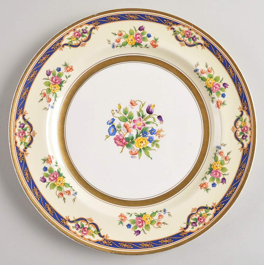 Mayfair (Floral Center, Gold Trim) Dinner Plate by Johnson Brothers-1