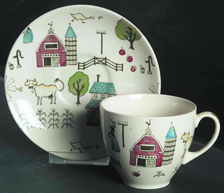 Mcdonald's Farm Flat Cup & Saucer Set by Johnson Brothers-1