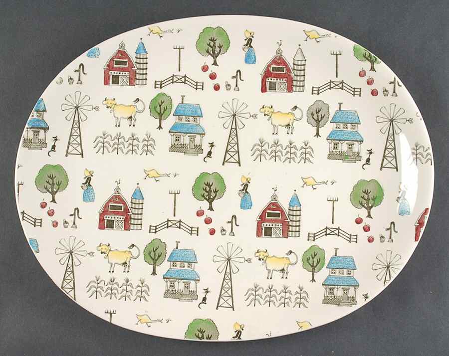 Mcdonald's Farm 14" Oval Serving Platter by Johnson Brothers-1