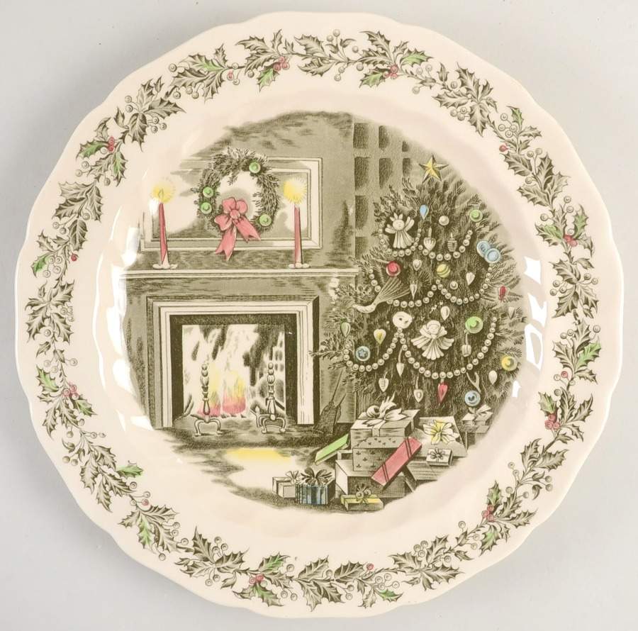 Merry Christmas ("A Genuine Hand Engraving") 12" Chop Plate (Round Platter) by Johnson Brothers-1