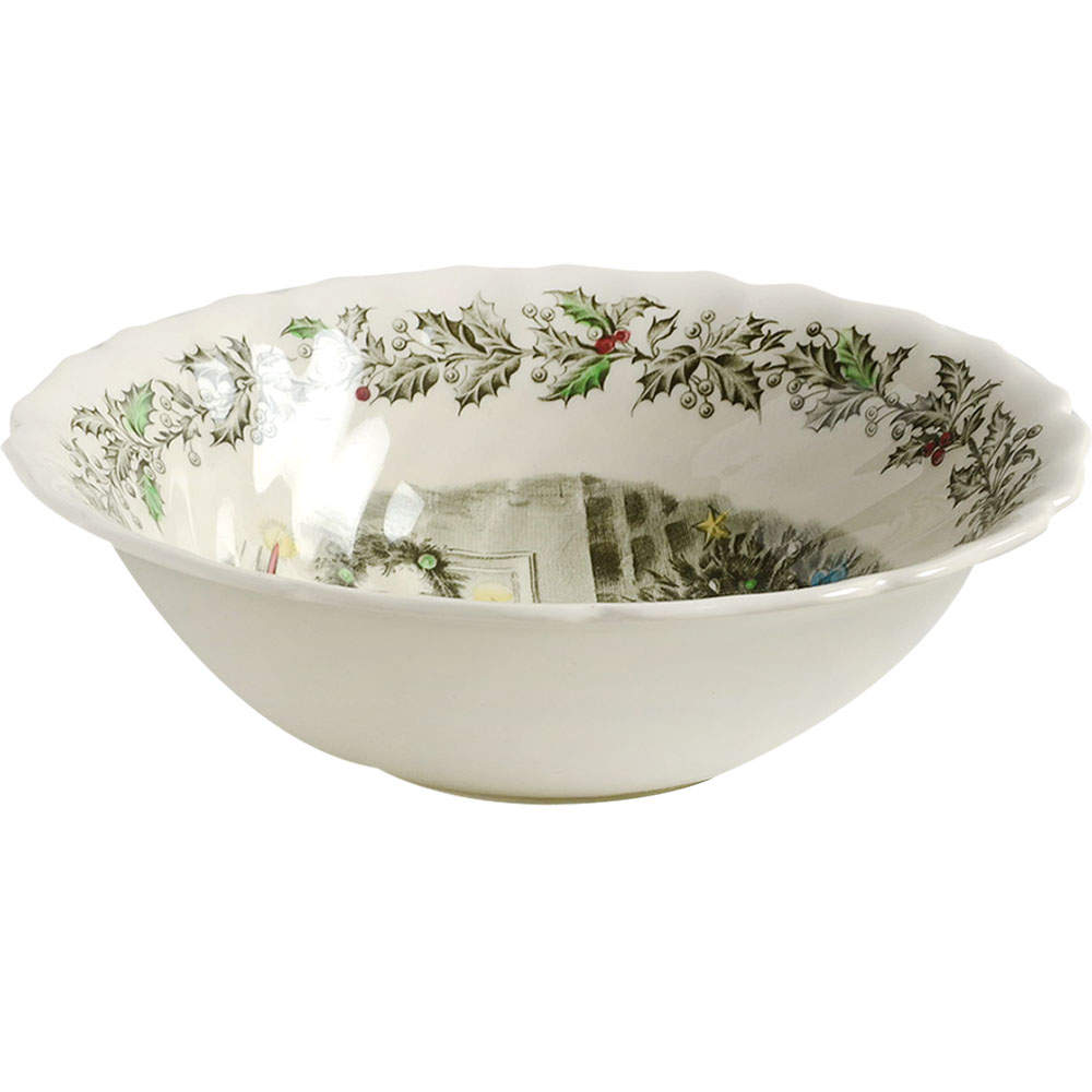 Merry Christmas ("A Genuine Hand Engraving") 8" Round Vegetable Bowl by Johnson Brothers-1