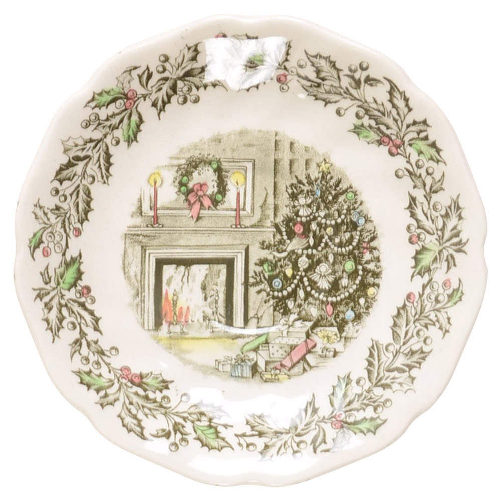Merry Christmas ("A Genuine Hand Engraving") Saucer for Flat Cup by Johnson Brothers-1
