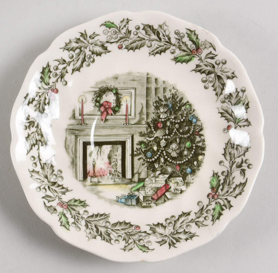 Merry Christmas ("A Genuine Hand Engraving") Saucer for Flat Cup by Johnson Brothers-1