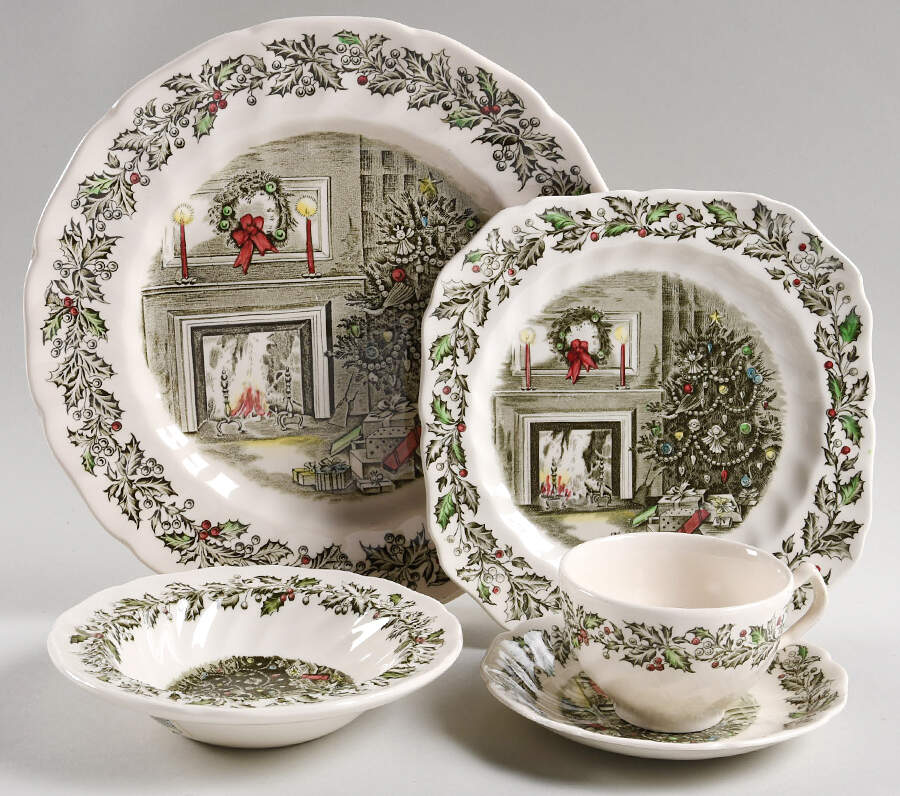 Merry Christmas ("A Genuine Hand Engraving") 5 Piece Place Setting by Johnson Brothers-1