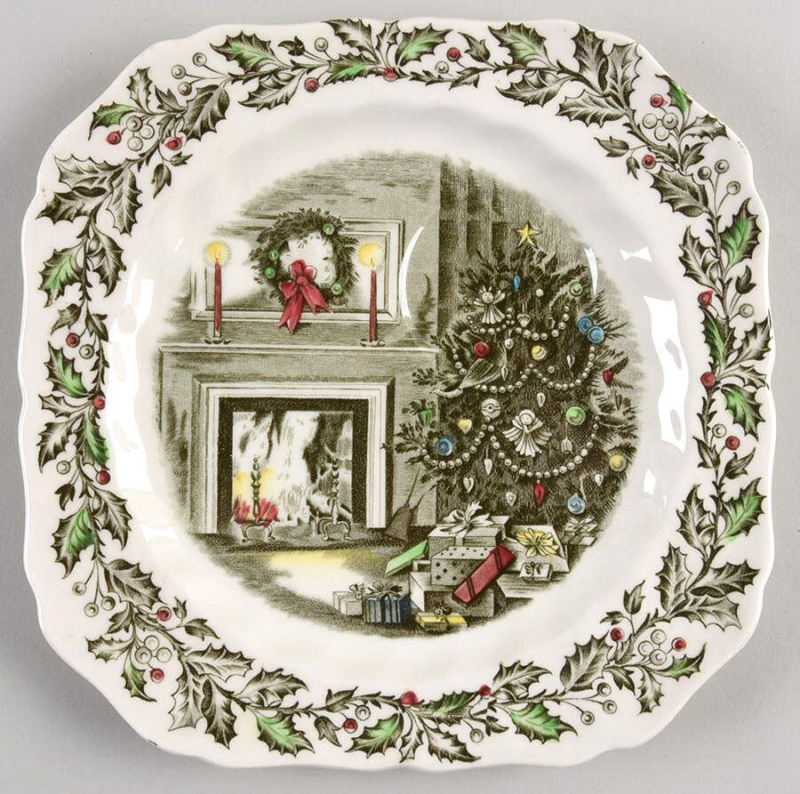 Merry Christmas ("A Genuine Hand Engraving") Snack Plate by Johnson Brothers-1