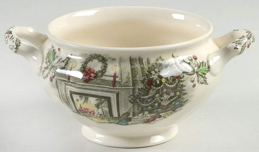 Merry Christmas ("A Genuine Hand Engraving") Sugar Bowl No Lid by Johnson Brothers-1