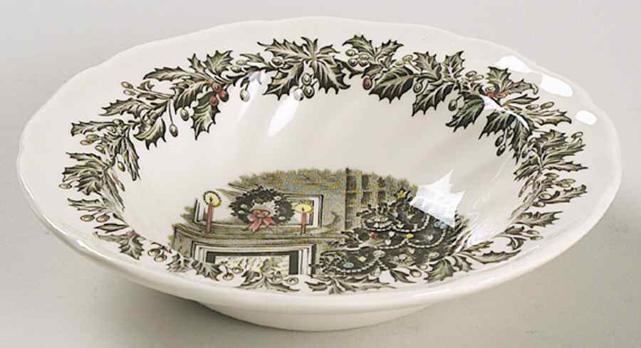 Merry Christmas ("A Genuine Hand Engraving") Rim Fruit/Dessert (Sauce) Bowl by Johnson Brothers-1