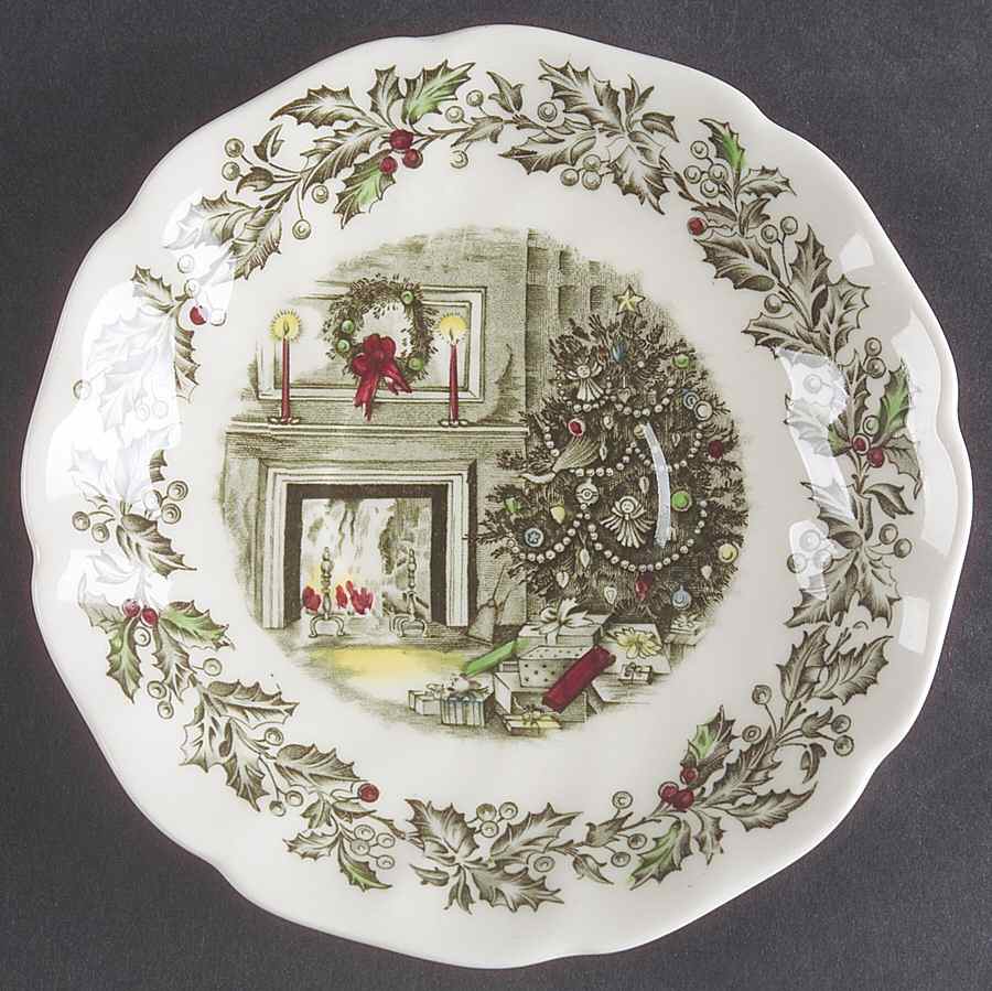 Merry Christmas ("A Genuine Hand Engraving") Saucer for Flat Cup by Johnson Brothers-1