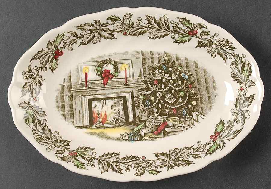 Merry Christmas ("A Genuine Hand Engraving") Relish/Gravy Underplate by Johnson Brothers-1