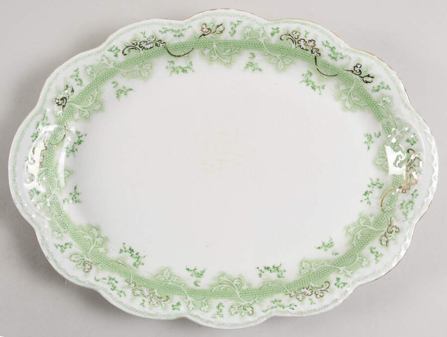 The Mikado Green 12" Oval Serving Platter by Johnson Brothers-1