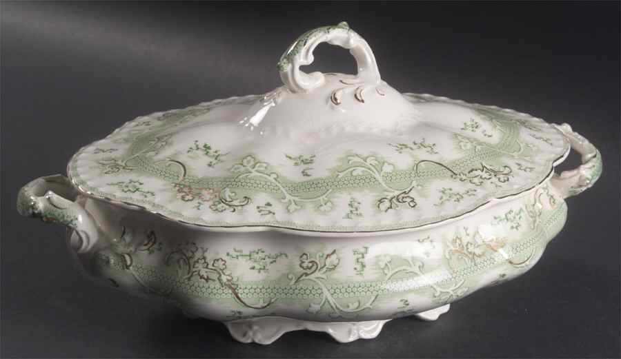The Mikado Green Oval Covered Vegetable by Johnson Brothers-1