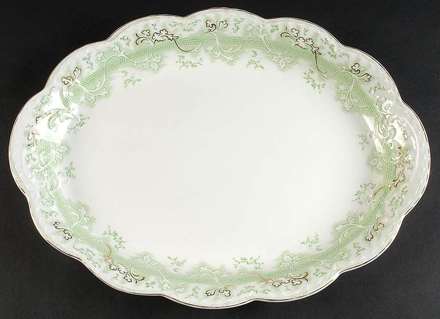 The Mikado Green 16" Oval Serving Platter by Johnson Brothers-1