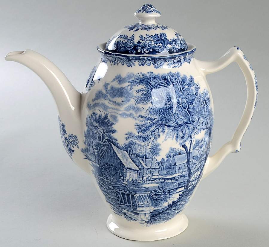 Millstream Blue Small Coffee Pot & Lid by Johnson Brothers-1