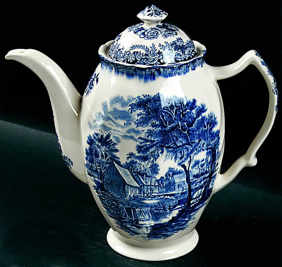 Millstream Blue Coffee Pot & Lid by Johnson Brothers-1