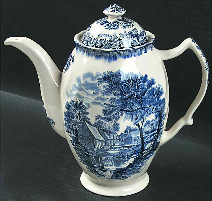 Millstream Blue Mini Coffee Pot & Lid by Johnson Brothers-1