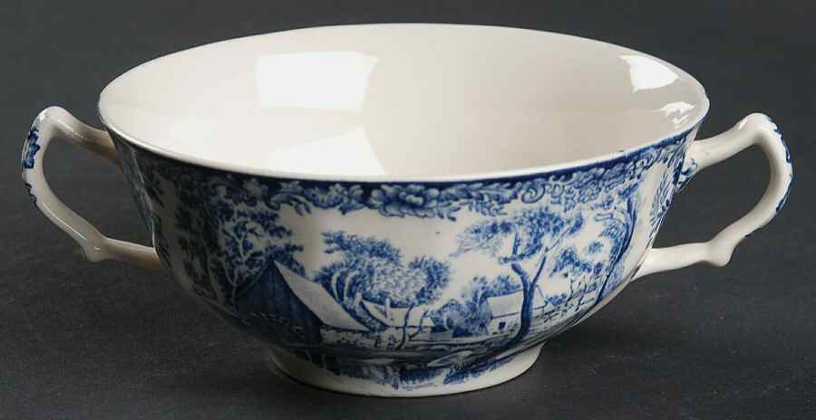 Millstream Blue Flat Cream Soup Bowl by Johnson Brothers-1