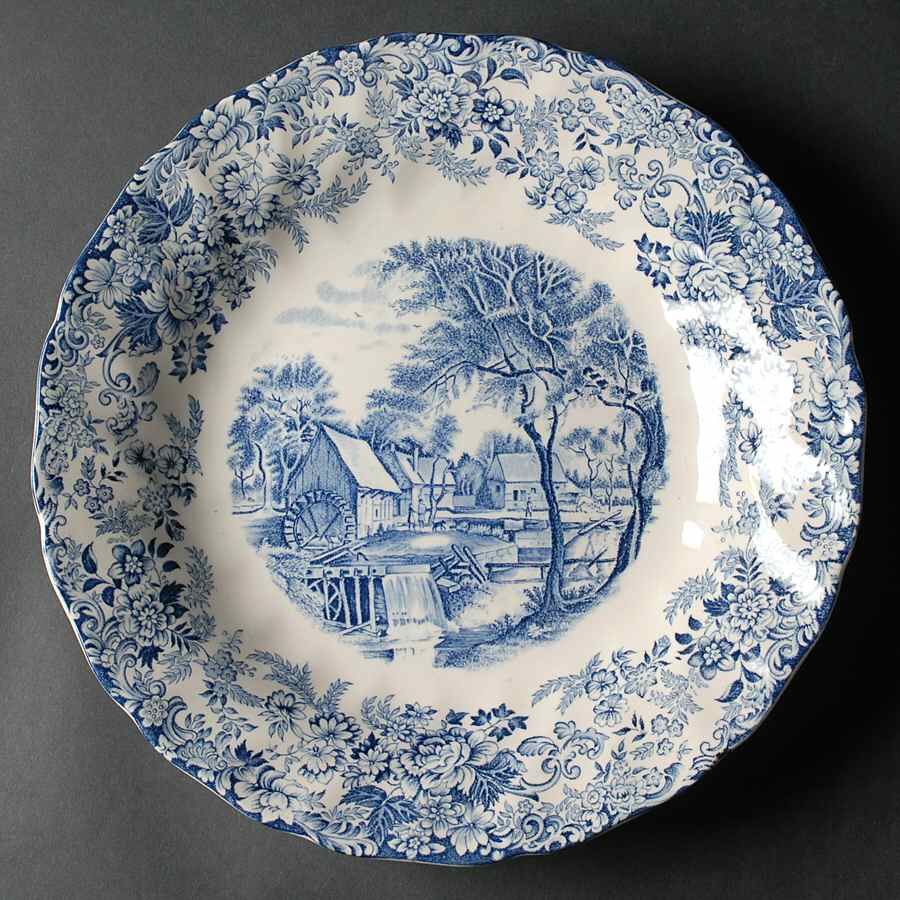 Millstream Blue 12" Chop Plate (Round Platter) by Johnson Brothers-1